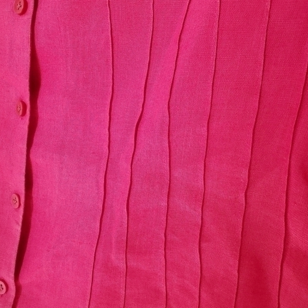 Lafayette 148 New York‎ Women's Pink Linen Short Sleeve Collar Button Up Shirt - Picture 2 of 11